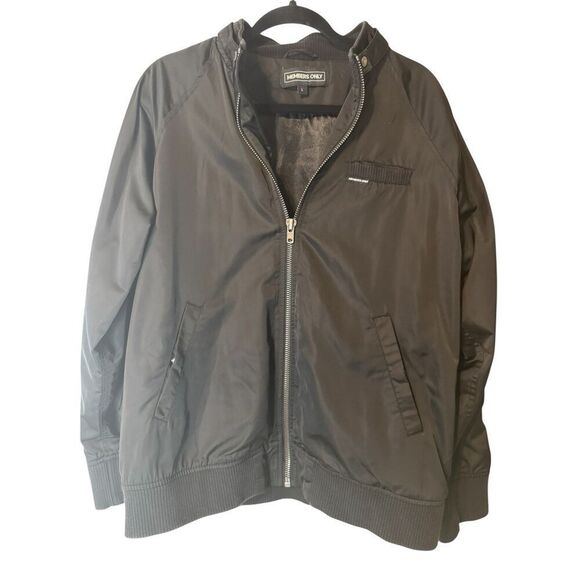 VTG MEMBERS ONLY BOMBER JACKET MENS L RETRO WINDBREAKER FULL ZIP 80s RACER SATAN - Picture 1 of 4